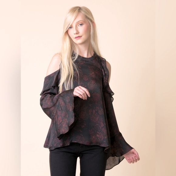 IRO Tops - IRO Silk Cold Shoulder Ruffle Blouse